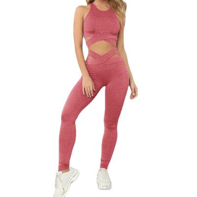 China 2021 Breathable Seamless 2 Piece Sets Sport Clothes Yoga Apparel Gym Running Fitness Wear High Waisted Workout Leggings Yoga Set for sale