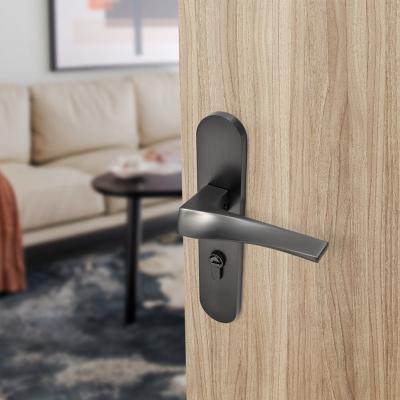 China JUNCHEN 8041P11BBN Style Door Lever Traditional European Black Main Room Interior Black Door Handle ForWooden Door for sale