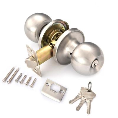 China Entrance factory wholesales round ball stainless steel door knob with lock entry round bedroom for sale