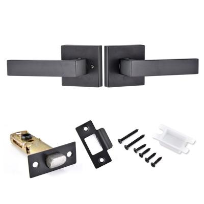 China Heavy duty tubular cylinder lock front door entrance door handle door lock matte black leverset door handle and bedroom handle for sale