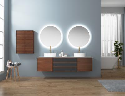 China Modern Style Wall Mount Hung Vanity Mirror Veneer Bathroom Modern Vanity AJ3003 for sale