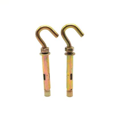 China Concrete Block Sleeve Anchor With Eye Bolt Carbon Steel Yellow Galvanized Hook Bolt M8 M10 for sale