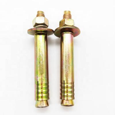 China Carbon Steel M10 Steel Yellow Elevator Sleeve Anchor Bolt Expansion Anchor Bolt for sale