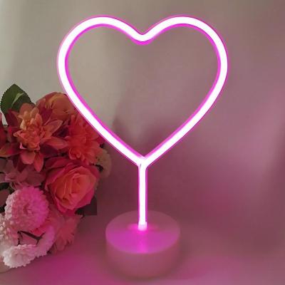 China Home Decor Wedding ALWAYS Decoration Valentine's Day Magic Dream Color Neon Lights Desktop Battery Operated Heart for sale