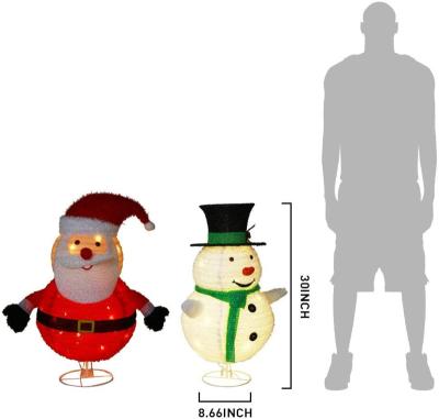 China 30-Inch 100L LED Modern Folding Snowman and Santa Claus Lighted Holiday Display for sale