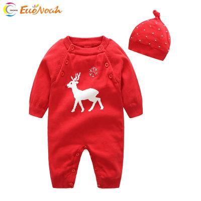 China Christmas Elk Baby Jumpsuit Jumpsuit Two Piece Baby Costume Christmas Climbing Romper With Hat for sale