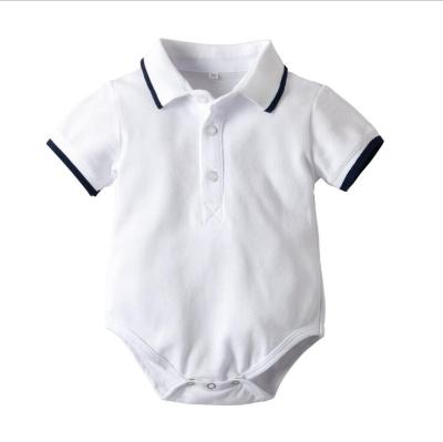 China Simple fashion baby boy romper clothes 100% cotton baby clothing short sleeve white baby jumpsuit for sale