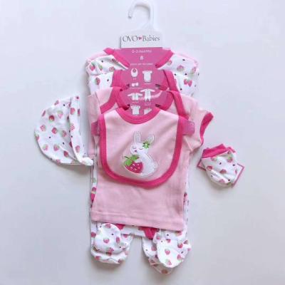 China Breathable 8pcs Cotton Baby Clothing Set 100% Newborn OEM Gift Package Set Newborn Baby Clothes Sets for sale