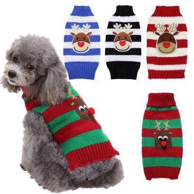 China Stocked Wholesale Pattern Dog Clothes Christmas Apparel Winter Knitting Sweater for sale