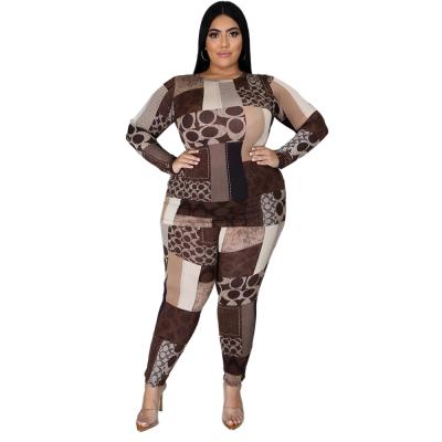 China European and American border anti-pilling exclusively for ladies fashion printing round neck long sleeve home service casual suit base for sale