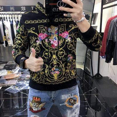 China Factory Wholesale Anti-wrinkle Heavy Industry Hand Embroidery Men Plus Fur Hooded Cotton Sweater Fashion Long Sleeve Men Hip Hop Streetwear for sale