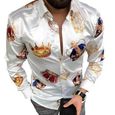 China mens 3d print designer casual long sleeve shirt Anti-wrinkle shirt print long sleeve shirt luxury fashion floral print top men clothes for sale