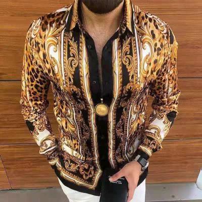 China 2022 Wholesale Printed Slim Party Streetwear Turn-Down Collar Streetwear Long Sleeve Shirt Men Factory Shirt Men Sleeve Shirt 2022 for sale