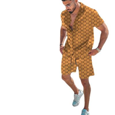 China Factory Wholesale Breathable Mens Hawaiian Sets Printing Summer Shorts Sleeve Button Shirt Beach Shorts Streetwear Casual Mens Suit 2 Pieces for sale