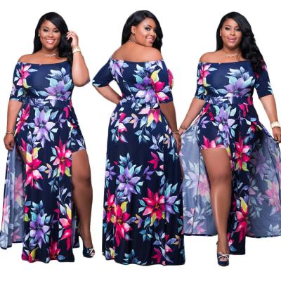 China 2021 new design temperament women's suit anti-static skirt plus size dress 5XL factory wholesale half shoulder sleeve summer dresses ladies for sale