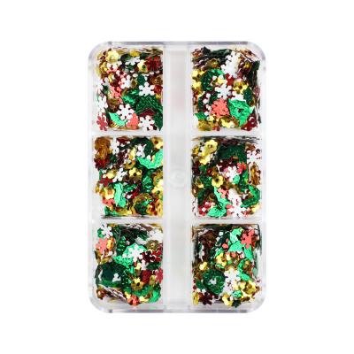 China Nail Cosmetics Six Grid Christmas Snowflake Nails Ornaments Nail Sequins for sale