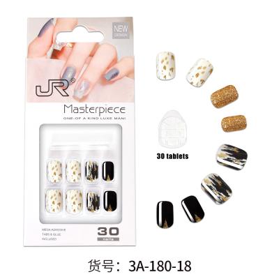 China New Design Product 30 Pieces Nail Jelly Wear Resistant Glue 24 Colors Boxed Finished Marking Non Fake Nails for sale