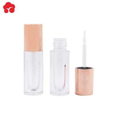 China Packaging of Mini Glossy Pink Lipgloss Tube of Cosmetics with Brush for sale