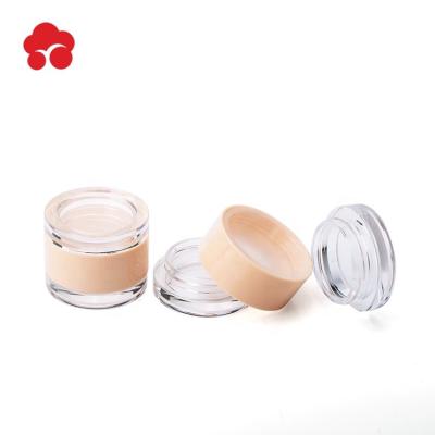 China Fashionable Private Label Round Shape Transparent Double Deck Bottle Plastic Cosmetic Powder Compact Case for sale