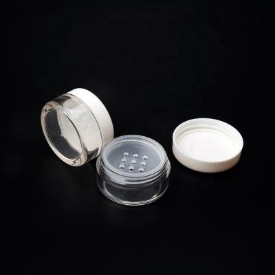 China Fashionable Portable Small Round Plastic Powder Box Blush Loose Powder Cosmetic Box for sale