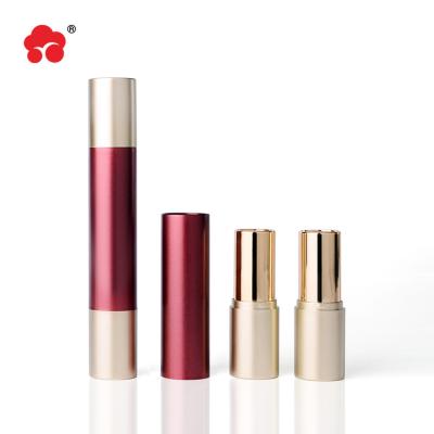 China Double end cosmetic single cylindrical lipstick tube/two in one lipstick shell packaging material for sale