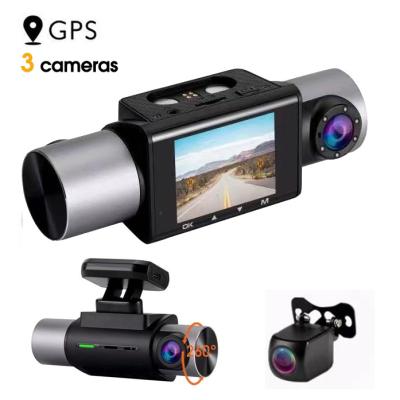 China Multi-languages ​​1080p Gps Car dvr Dash Camera Camaras Para Automobiles Carro 3 Channel Front And Rear Camera Inside Dual Dashcam Car Dvr 1080 Gps Car Black Box for sale