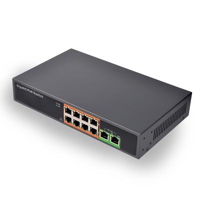 China 10/100Mbps 8 ports poe network switch + 2 uplink suitable for cctv SN-PSE108EX IEEE802 3af at for sale