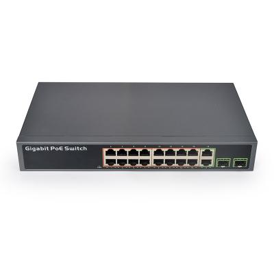 China Unmanaged 16 Port 10/100/1000Mbps POE Switch 16+2+2SFP port gigabit poe switch SN-PSE3216S for sale