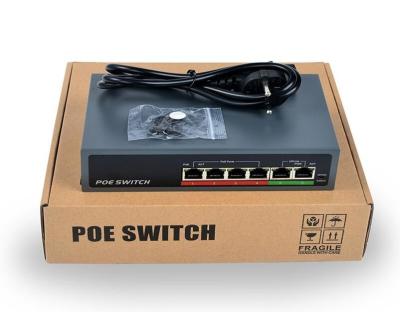 China 6 Port Unmanaged Ethernet PoE Switch (4 Port Poe Switch with 2 Uplink Port and Extend Function) 65W for sale