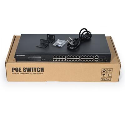 China 24 10/100Mbps Fast Ethernet ports POE SWITCH and 2 Gigabit TP/SFP combo ports for sale