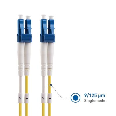 China Duplex OS2 Single Mode Fiber Optic Patch Cable 1m / 3.3 ft, OS2 Fiber LC to LC UPC 9/125 OFNP OS2 Fiber Optic Cable for sale