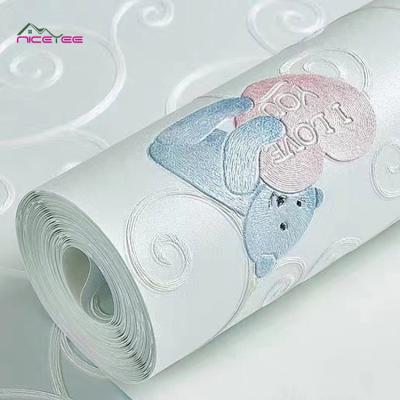 China Modern Simple Cartoons Backdrops Wallpaper For Kids Room Home Decor 3d Animal Non-woven Wallpaper Kids Room Wallpaper for sale