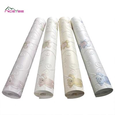 China Modern simple fine embossed children wallpaper environmental protection wallpaper kids room children good quality wallpaper kids 3d character for sale