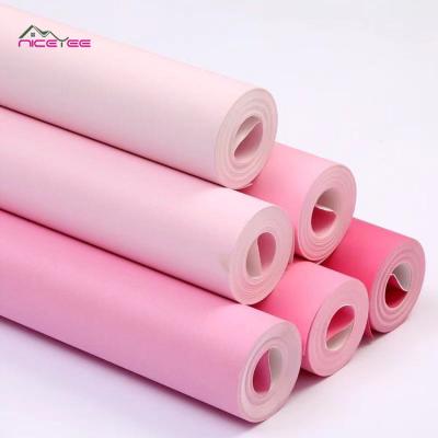 China Modern All Kinds Of Colors Wallpaper Home Decor Price Pink Nonwoven Wallpaper Rolls For Kindergarten for sale