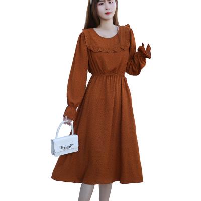 China YIRUO 9921-4-2 Women's Casual Dress Autumn Long Waist Breathable Thin Drawstring Dress For Female for sale