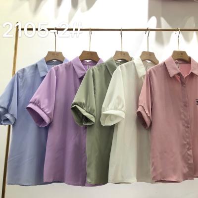 China YIRUO 2105-2 QUICK DRY Solid Color Lapel Chiffon Hot-selling Shirts Fashion Tops Blouse Women New Model Shirts for sale