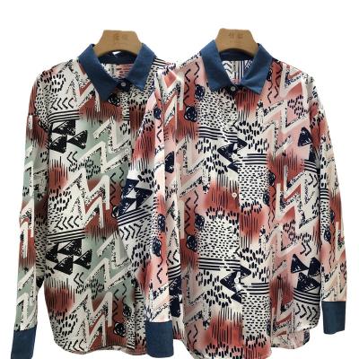 China YIRUO 6002-2 QUICK DRY fashion women clothing 2021 elegant button down blouse ladies chic print long sleeve tops for sale