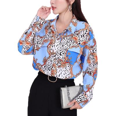 China YIRUO YM086 Female Floral Printed Casual Tops QUICK DRY Tops Blouse Women Aesthetic Elegant Long Sleeve Shirt for sale