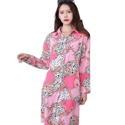 China YIRUO YM62 Size QUICK DRY Uniform Warm Lapel One Long Sheath Long Casual Ladies Shirt for sale