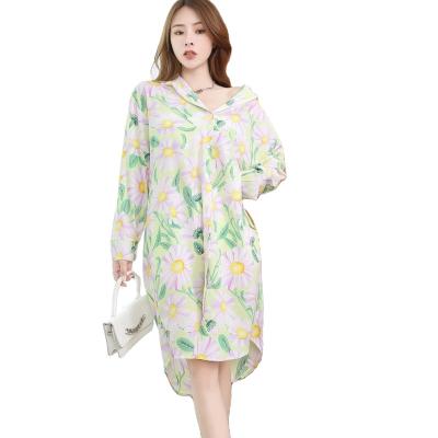 China YIRUO 6008-8 QUICK DRY 2021 New Women's Chiffon Long Sleeve Straight Shirt for sale