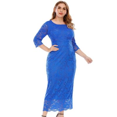 China Plus size 2021 spring and summer new plus size women's slim lace dress dress for sale