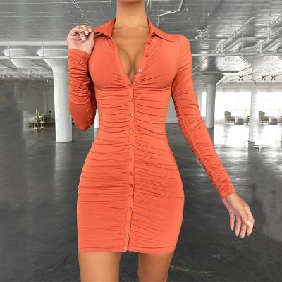 China New Autumn Casual Women Breathable Vintage Bodycon Summer Shift Dress Dresses Simply Ruched 2022 Y2K Women's Clothing for sale