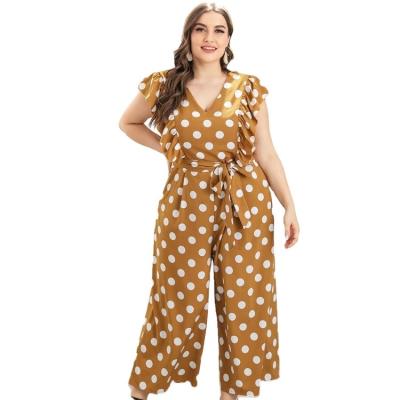 China 2021 Summer Viable New Plus Size Women's Polka Dot Ruffled Wide-Leg Overalls for sale