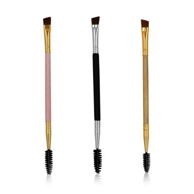 China Wooden Hand Bamboo Double Head Makeup Brush Bulk 1 Piece Eyebrow Makeup Brush for sale