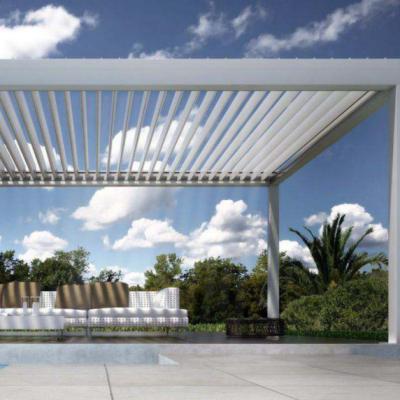 China Modern Motorized Windproof Electric Awning Led Lightweight PVC Pergola Profile for sale