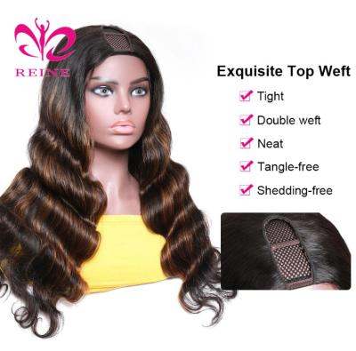 China AFFORDABLE QUICK and EASY Color Real Body Wave U PIECE WIG Highlight WIG HAIR Scalp Glueless Hair Wig Without Sewing Newcomers for sale