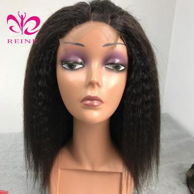 China STRAIGHT cuticle aligned Swiss Curly StraightBrazilian Hair Color Medium Part 4X4 Lace Closure Wigs For Black Women for sale