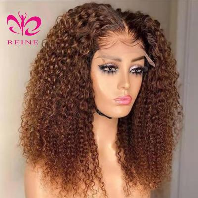 China STRAIGHT Honey Blonde Wig 4*4 Frontal Closure Wig Brazilian Curly Curly 27 Lace Closure Hair Wigs For Black Women for sale