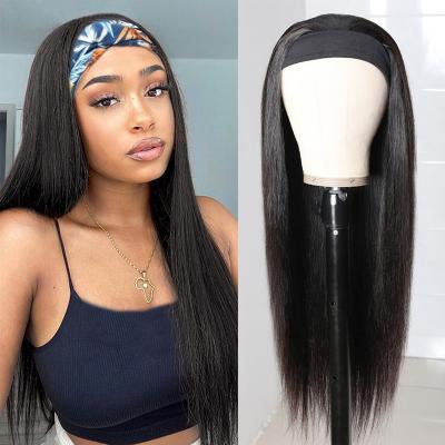 China Best QUEEN Headband Wigs Glueless Straight Human Hair Wigs 14-26 Half Inch for sale