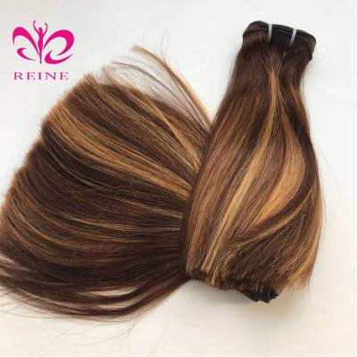 China Cuticle Aligned 12A Double Drawn Vietnam Hair Highlight Color Hair Bundles Bone Straight Hair Weave Mixed Color #P4m27 Piano Color Bundles for sale